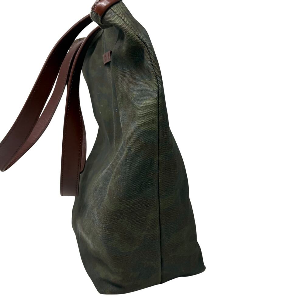 Orvis Camo Canvas Tote Bag Leather Trim Travel Casual Military Moto Army - Picture 5 of 10